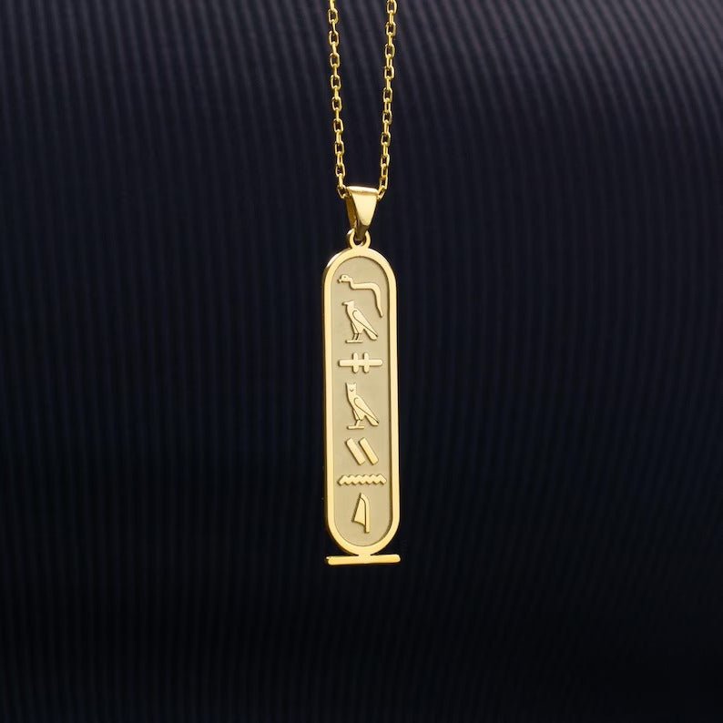 Personalized Egypt Cartouche Symbols Name Necklace - Glaxias