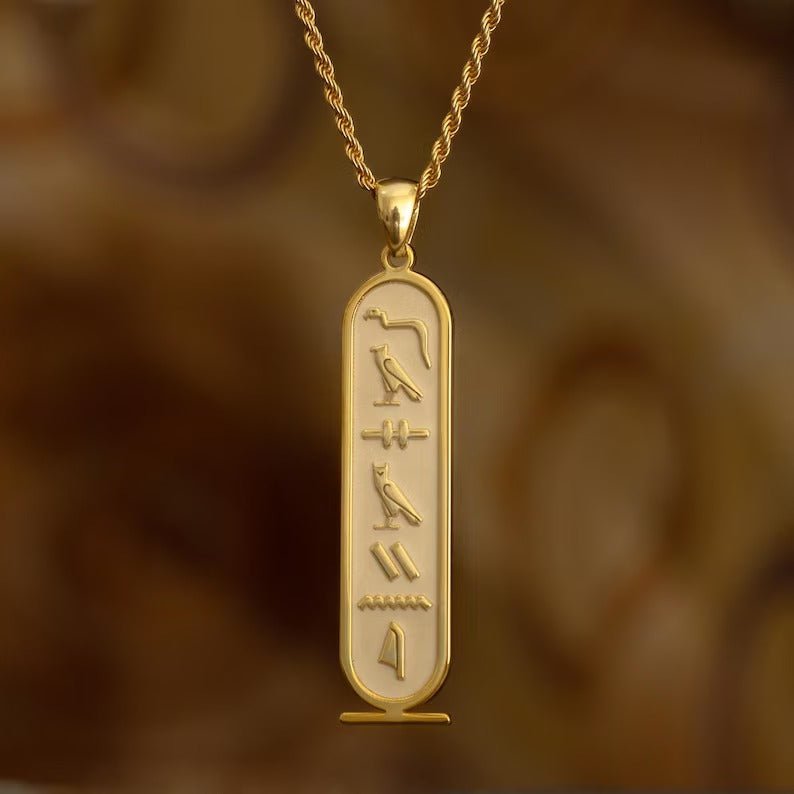 Personalized Egypt Cartouche Symbols Name Necklace - Glaxias