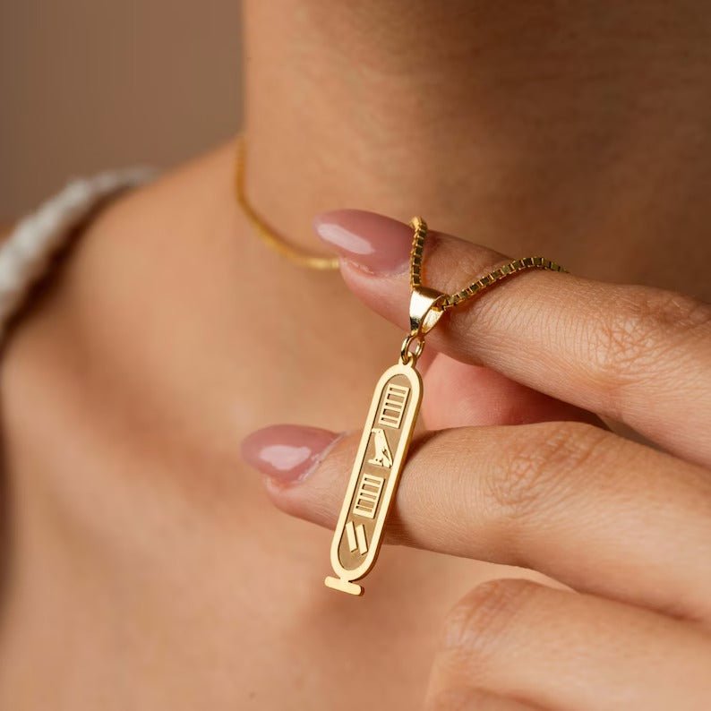 Personalized Egypt Cartouche Symbols Name Necklace - Glaxias