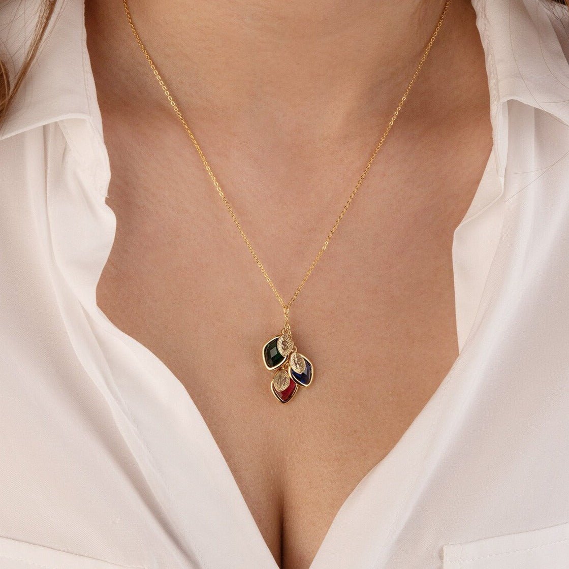 Personalized Family Birthstone and Initial Necklace - Glaxias