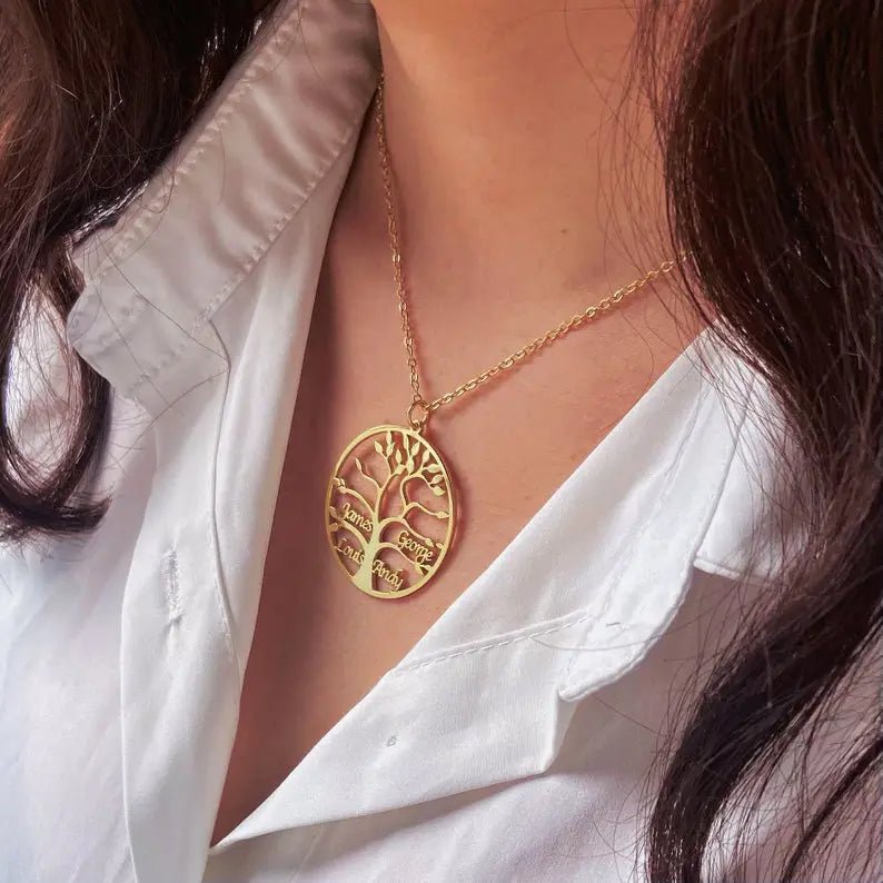 Personalized Family Tree Name Necklace - Glaxias