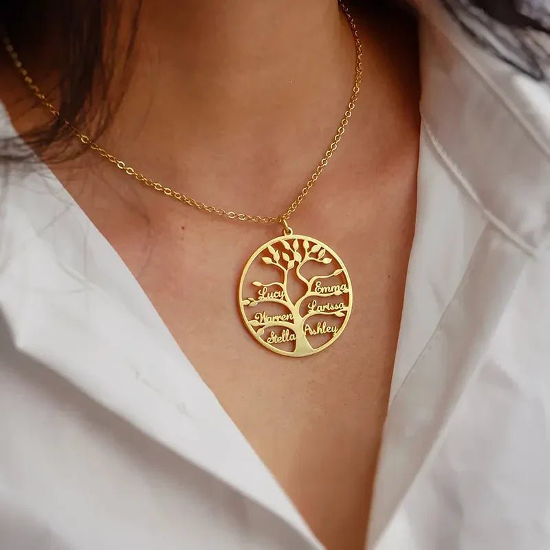 Personalized Family Tree Name Necklace - Glaxias