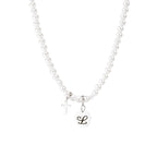 Personalized Girls Cross and Pearl Necklace with Initial - Glaxias