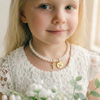 Personalized Girls Cross and Pearl Necklace with Initial - Glaxias