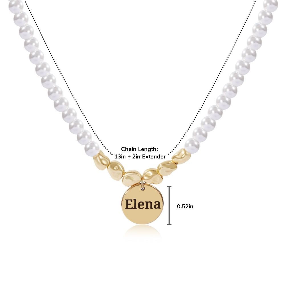 Personalized Girl's Name Charm Pearl Necklace - Glaxias