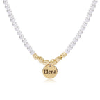 Personalized Girl's Name Charm Pearl Necklace - Glaxias