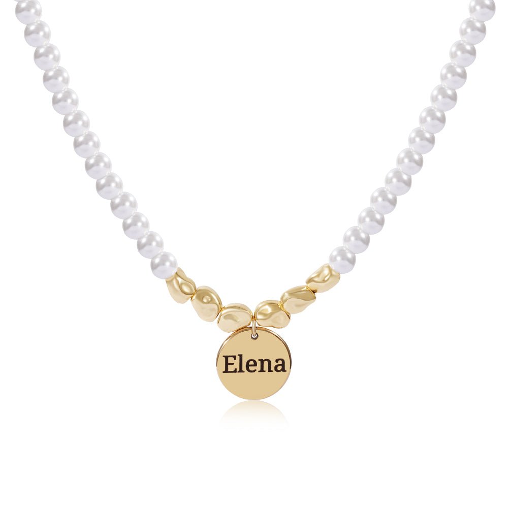 Personalized Girl's Name Charm Pearl Necklace - Glaxias