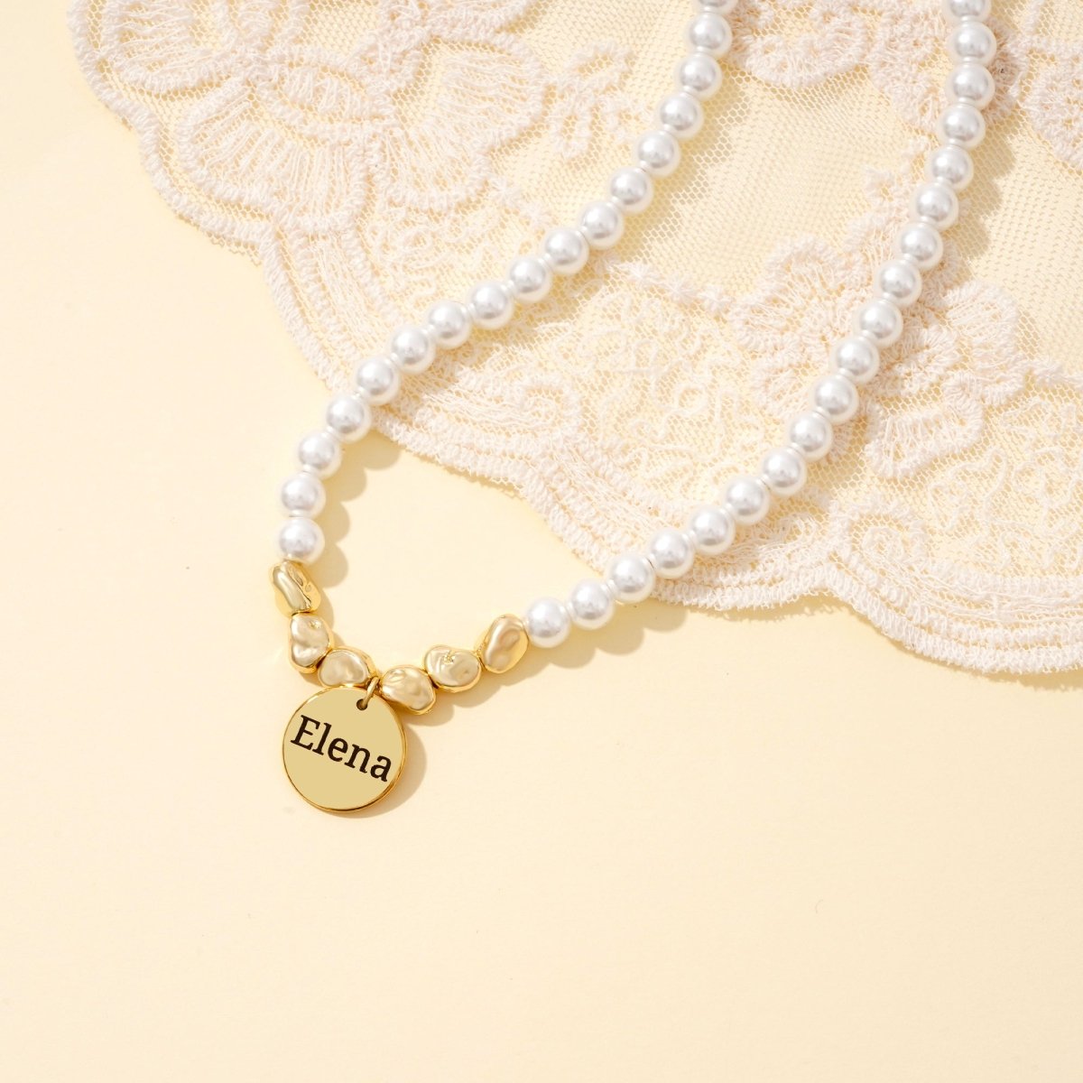 Personalized Girl's Name Charm Pearl Necklace - Glaxias