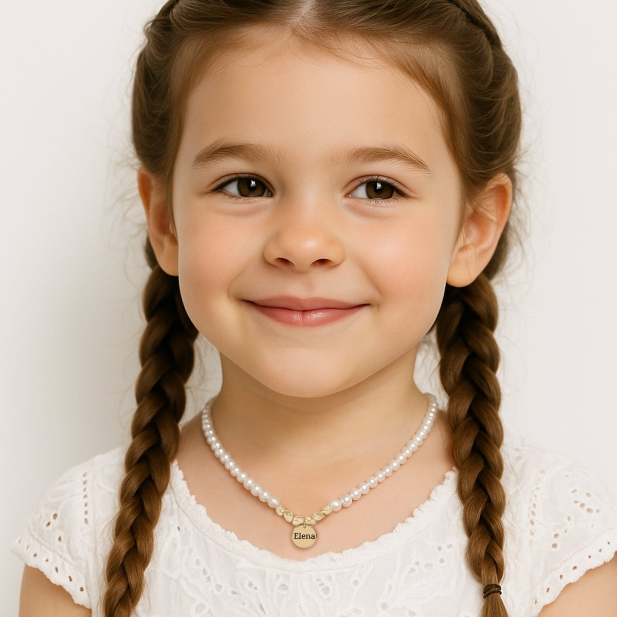 Personalized Girl's Name Charm Pearl Necklace - Glaxias