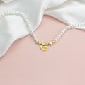 Personalized Girl's Name Heart Pearl Necklace - Glaxias