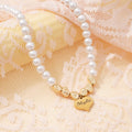 Personalized Girl's Name Heart Pearl Necklace - Glaxias