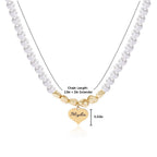Personalized Girl's Name Heart Pearl Necklace - Glaxias