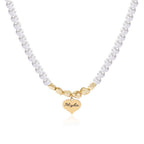 Personalized Girl's Name Heart Pearl Necklace - Glaxias