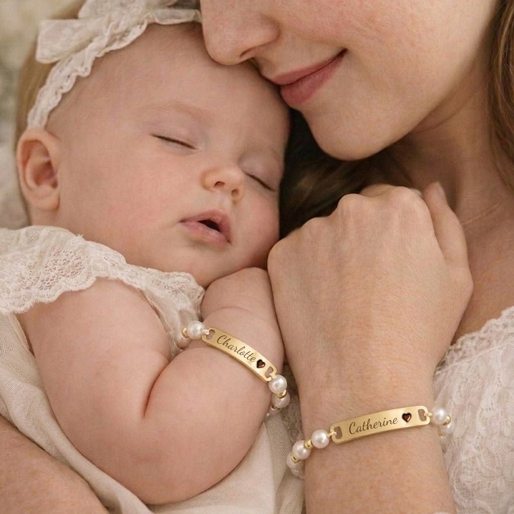 Personalized Handmade Braided Cord Baby Name Pearl Bracelet - Glaxias