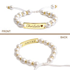 Personalized Handmade Braided Cord Baby Name Pearl Bracelet - Glaxias