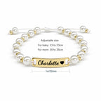 Personalized Handmade Braided Cord Baby Name Pearl Bracelet - Glaxias