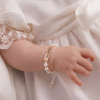 Personalized Handmade Braided Cord Baby Name Pearl Bracelet - Glaxias