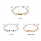 Personalized Handmade Braided Cord Baby Name Pearl Bracelet - Glaxias