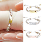 Personalized Handmade Braided Cord Baby Name Pearl Bracelet - Glaxias