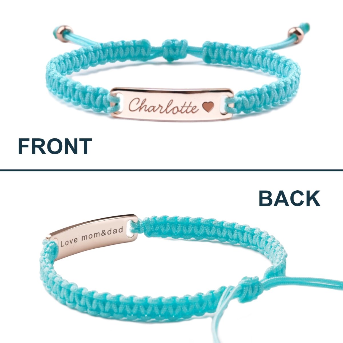 Personalized Handmade Braided Cord Child ID Bracelet - Glaxias