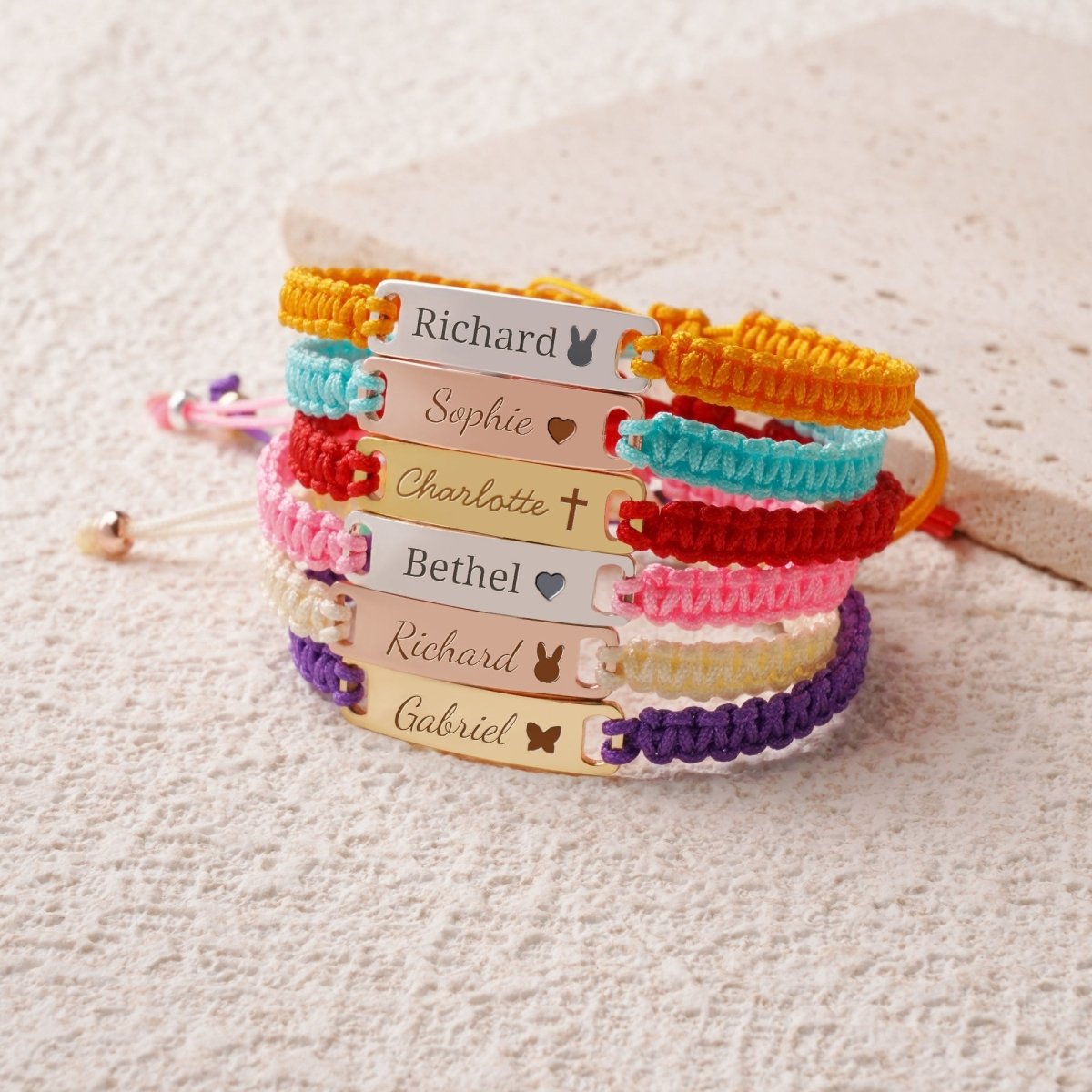 Personalized Handmade Braided Cord Child ID Bracelet - Glaxias