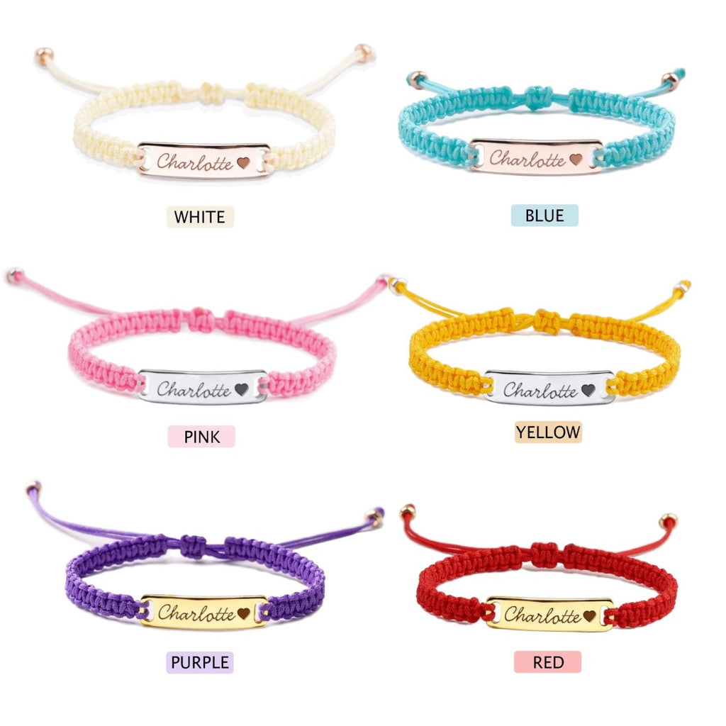 Personalized Handmade Braided Cord Child ID Bracelet - Glaxias