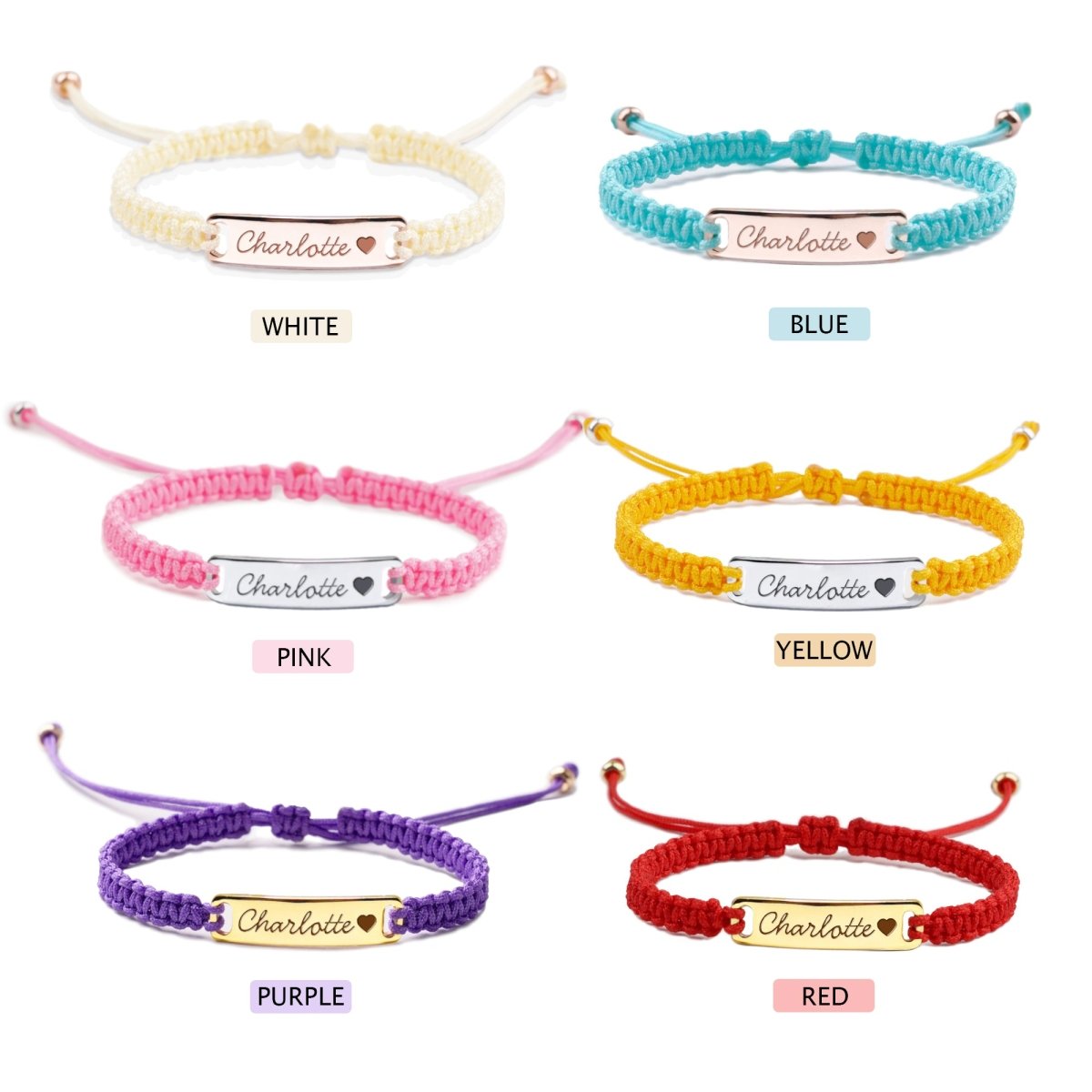 Personalized Handmade Braided Cord Child ID Bracelet - Glaxias