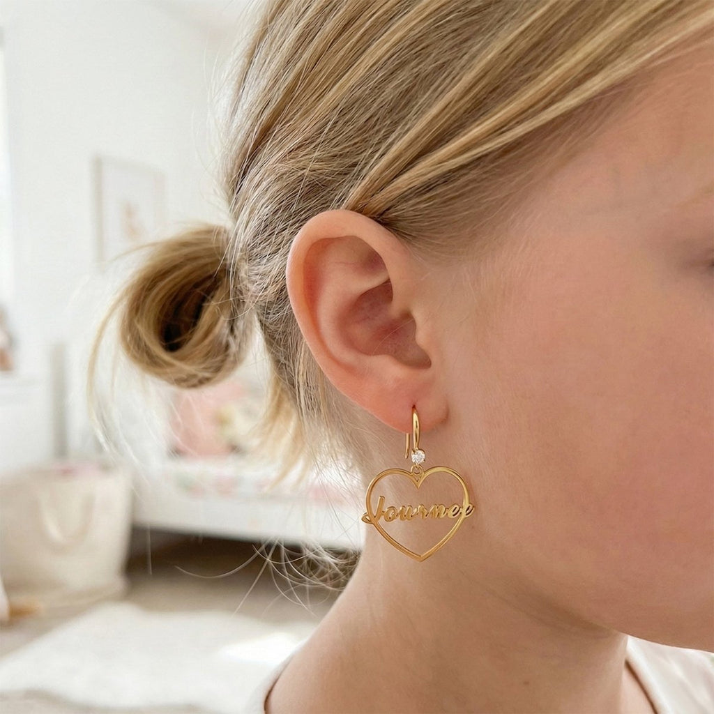 Personalized Heart Name Earrings - Glaxias