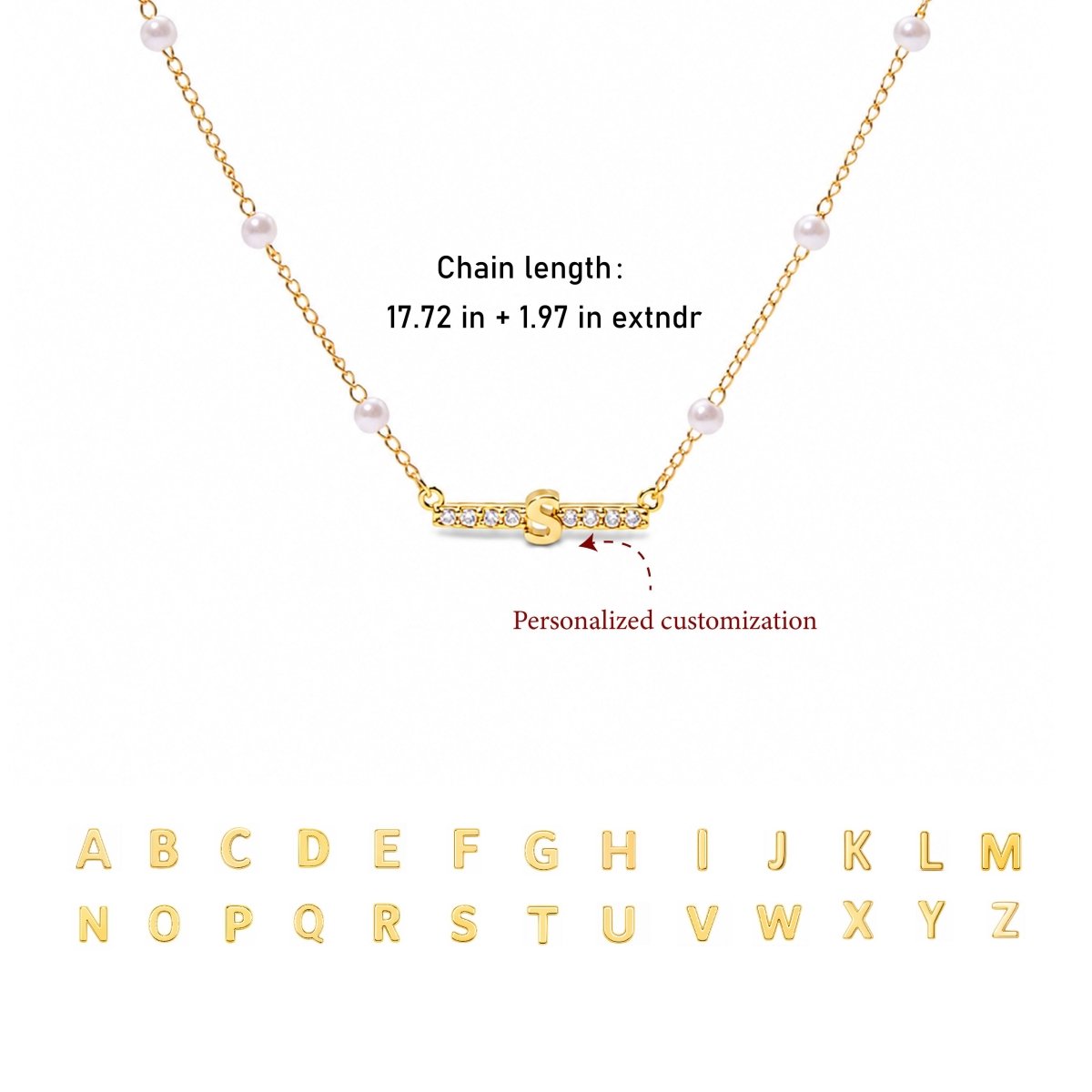 Personalized Initial Dainty Pearl Necklace for Girls - Glaxias