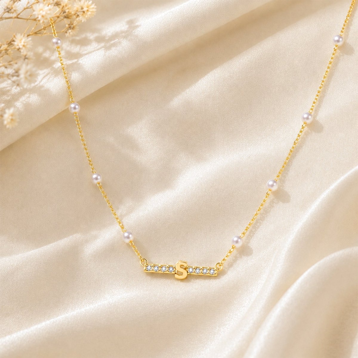 Personalized Initial Dainty Pearl Necklace for Girls - Glaxias