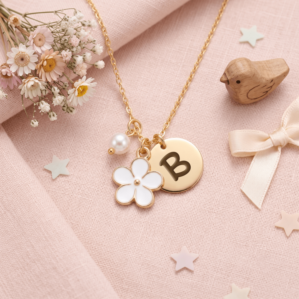 Personalized Initial Flower Girl Bracelet & Necklace Set - Glaxias