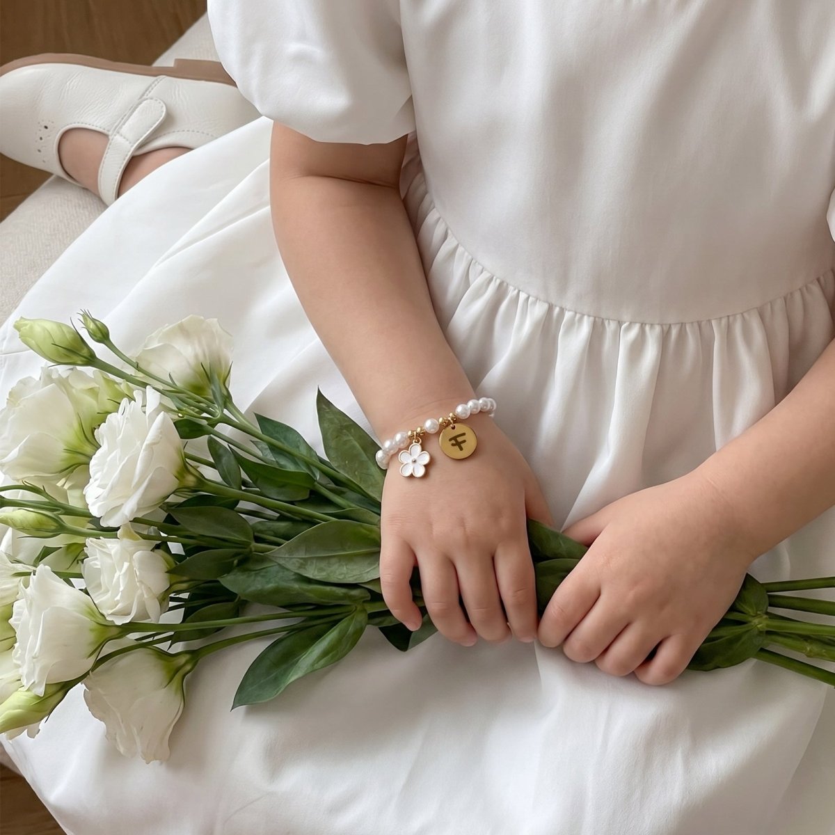Personalized Initial Flower Girl Bracelet & Necklace Set - Glaxias