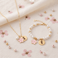 Personalized Initial Flower Girl Bracelet & Necklace Set - Glaxias