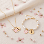 Personalized Initial Flower Girl Bracelet & Necklace Set - Glaxias