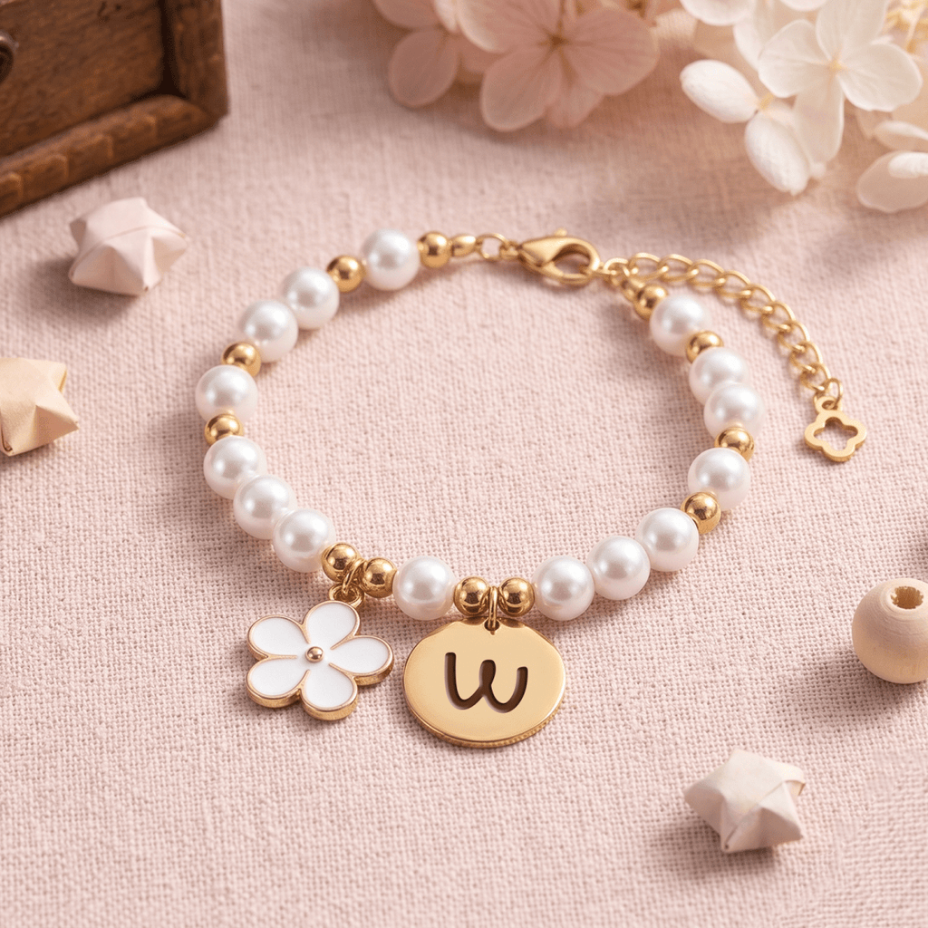 Personalized Initial Flower Girl Bracelet & Necklace Set - Glaxias