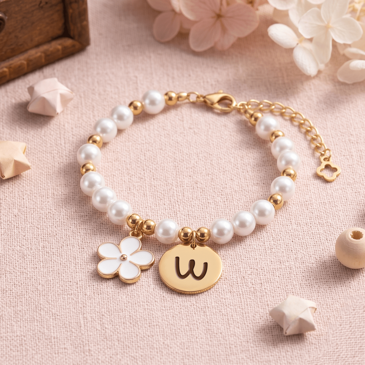 Personalized Initial Flower Girl Bracelet & Necklace Set - Glaxias