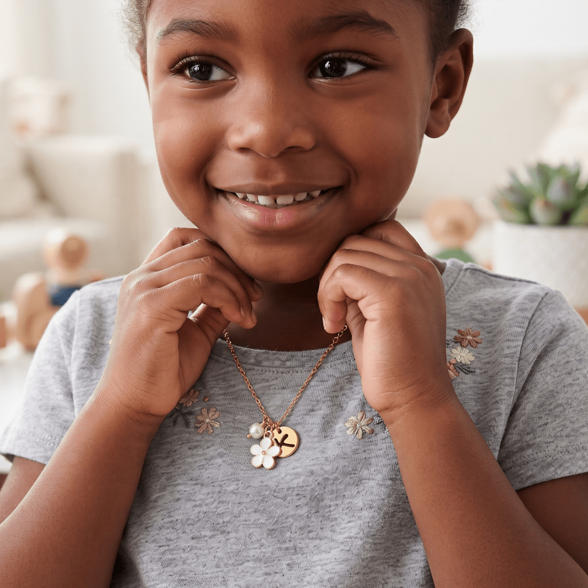 Personalized Initial Flower Girl Bracelet & Necklace Set - Glaxias