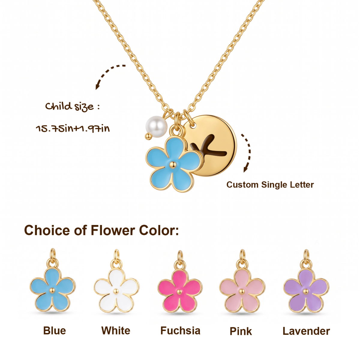 Personalized Initial Flower Girl Bracelet & Necklace Set - Glaxias
