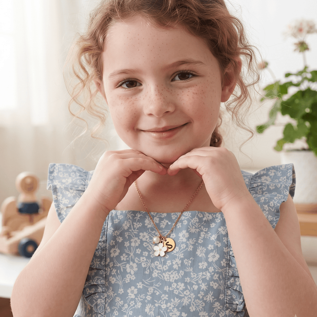 Personalized Initial Flower Girl Bracelet & Necklace Set - Glaxias