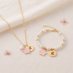 Personalized Initial Flower Girl Bracelet & Necklace Set - Glaxias