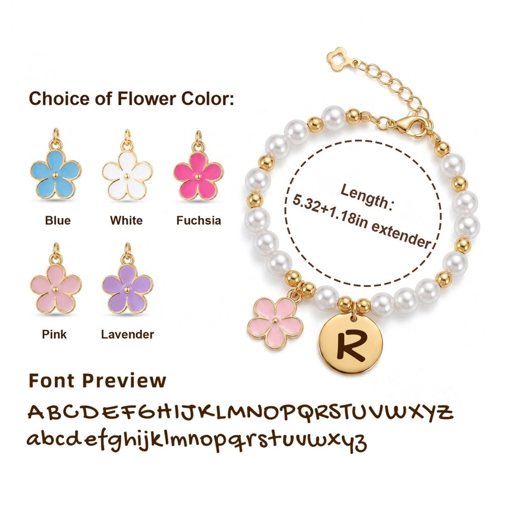 Personalized Initial Flower Girl Bracelet & Necklace Set - Glaxias