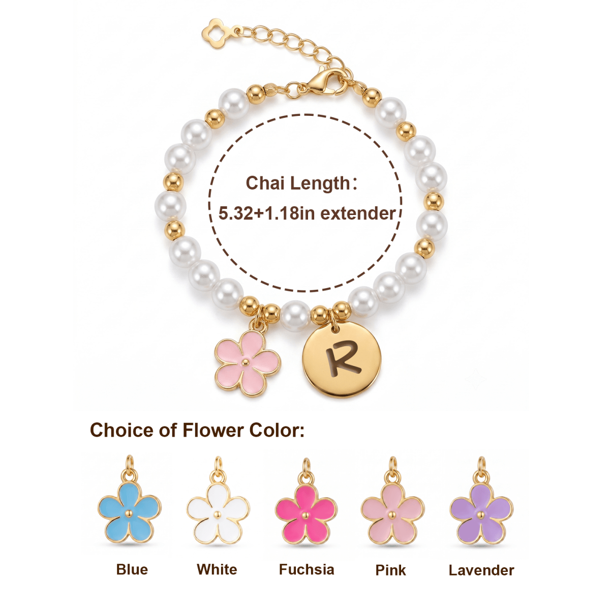 Personalized Initial Flower Girl Bracelet & Necklace Set - Glaxias