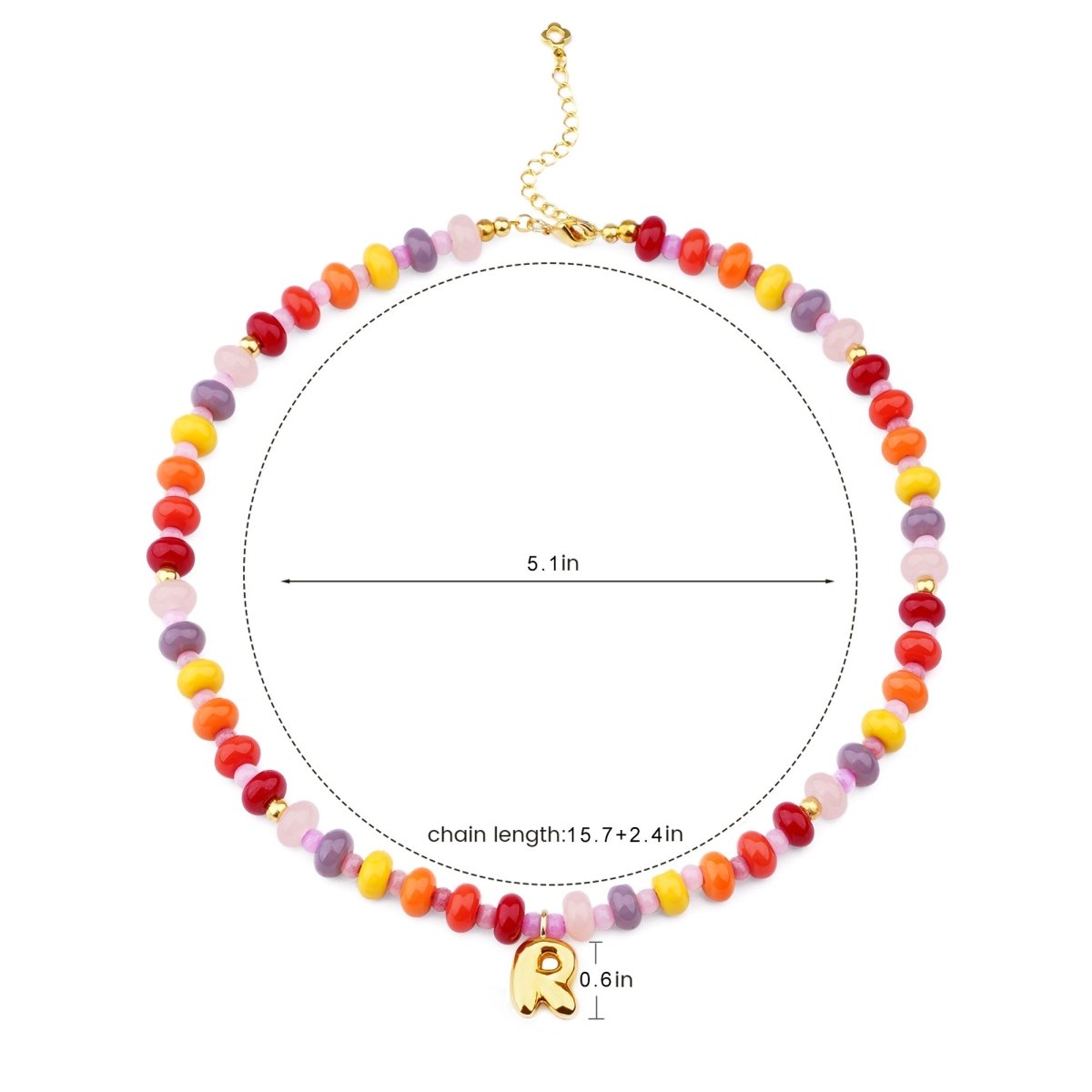 Personalized Initial Girls Colorful Beads Necklace - Glaxias