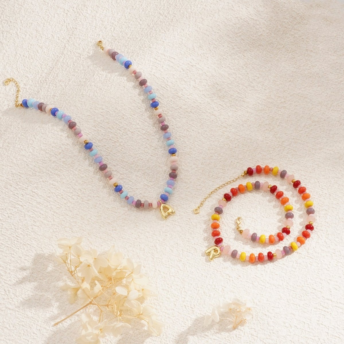 Personalized Initial Girls Colorful Beads Necklace - Glaxias