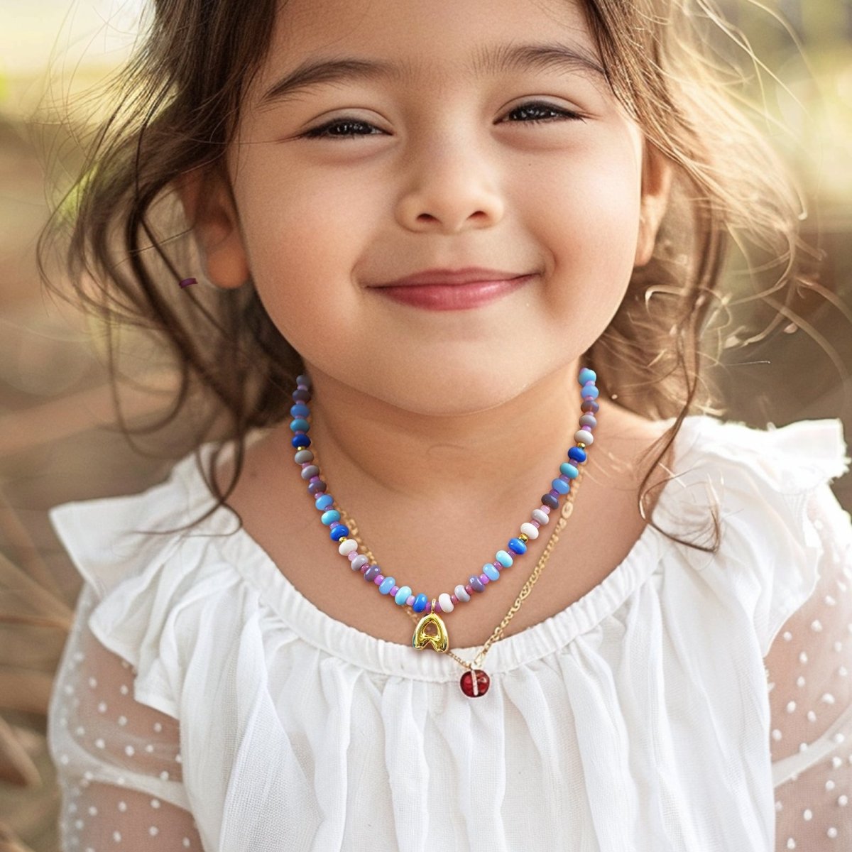 Personalized Initial Girls Colorful Beads Necklace - Glaxias