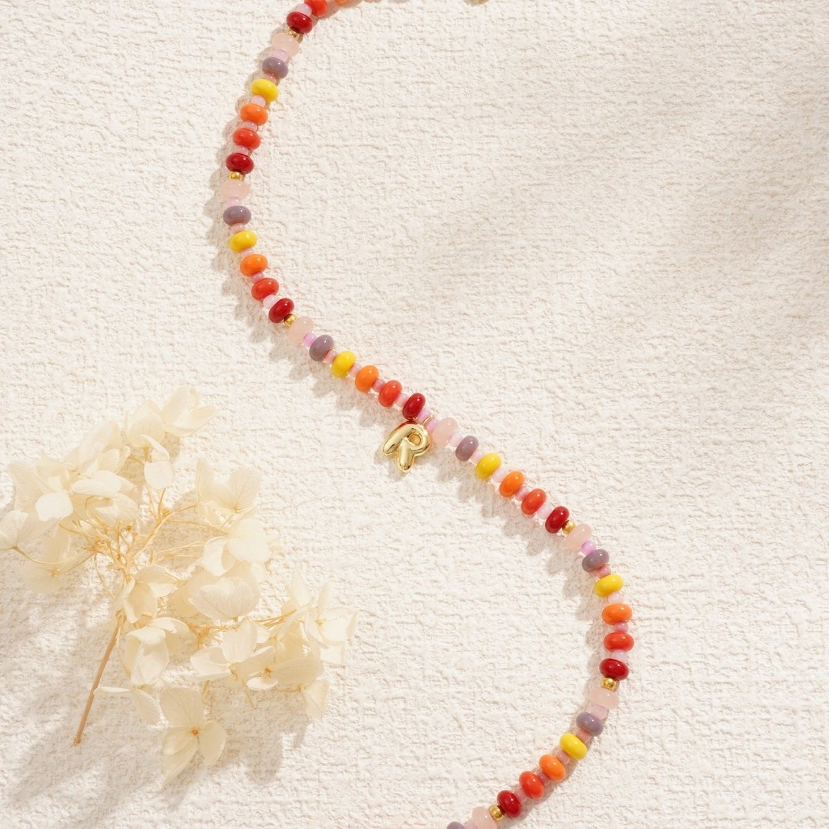 Personalized Initial Girls Colorful Beads Necklace - Glaxias