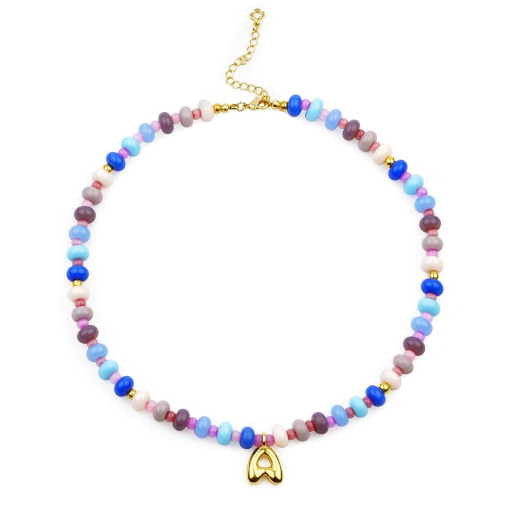 Personalized Initial Girls Colorful Beads Necklace - Glaxias