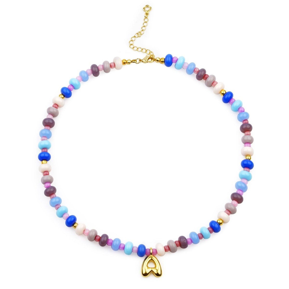 Personalized Initial Girls Colorful Beads Necklace - Glaxias
