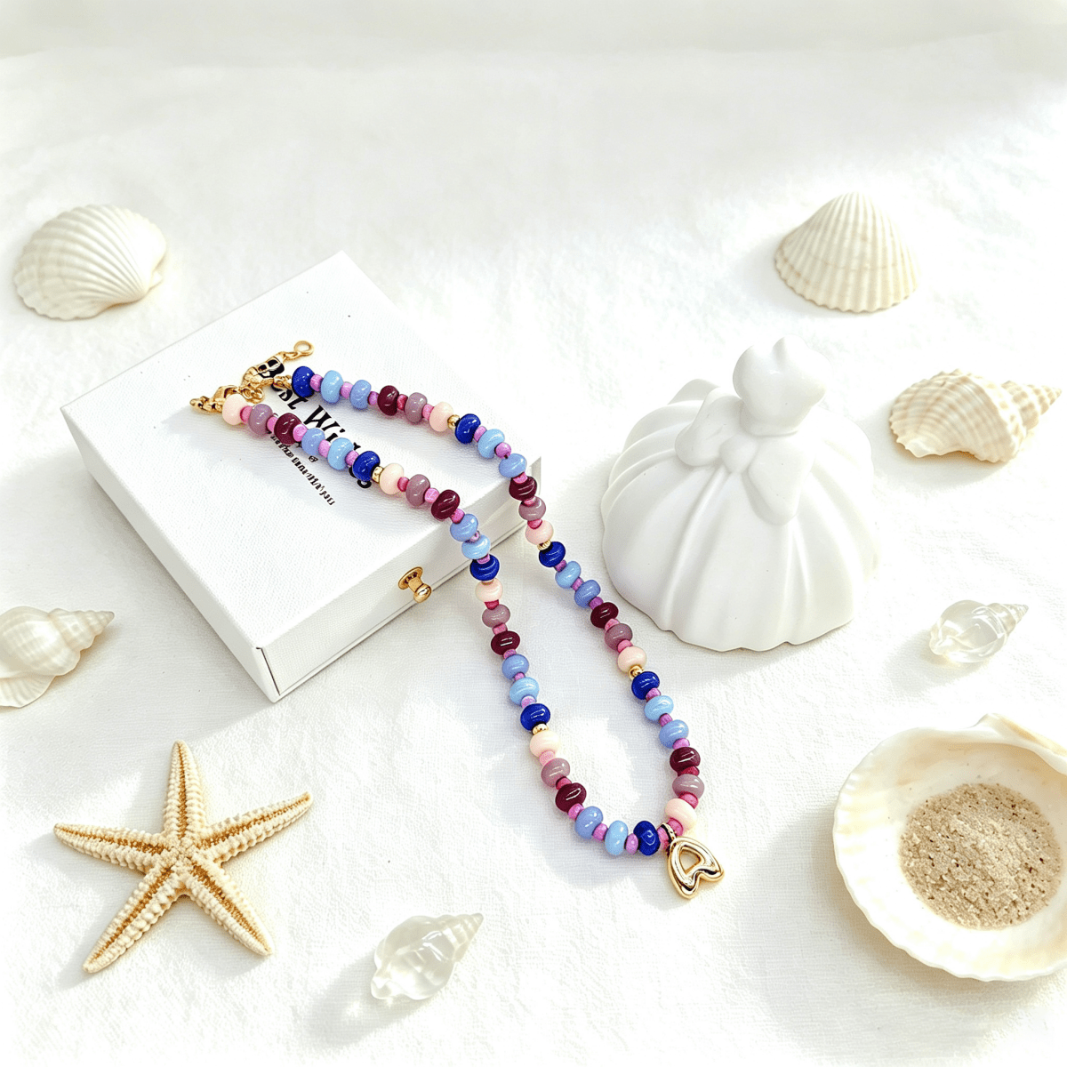 Personalized Initial Girls Colorful Beads Necklace - Glaxias