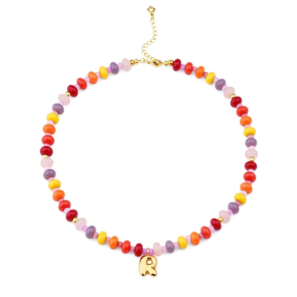 Personalized Initial Girls Colorful Beads Necklace - Glaxias